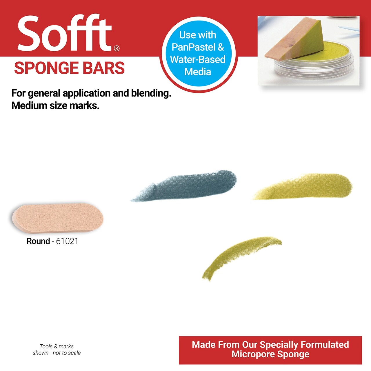 PanPastel Sofft Art Sponges 3/Pkg-Rounded Bar